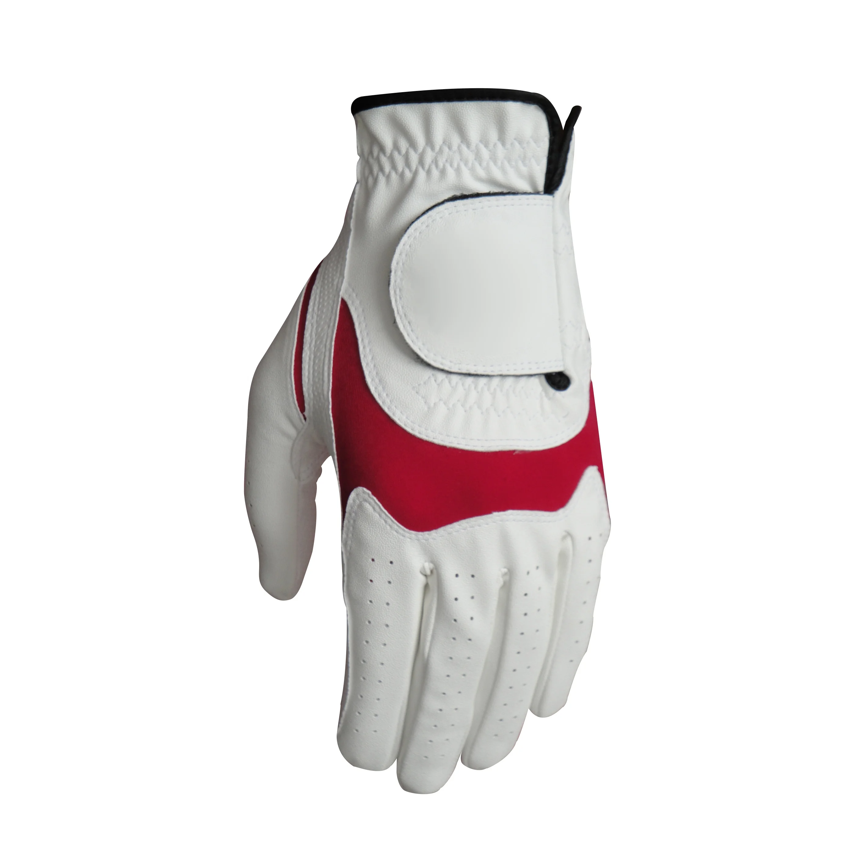 Custom Logo Cabretta Leather Anti Slip Soft Breathable Golf Glove White Red Color Golf Gloves in Cheap Price From Indonesia