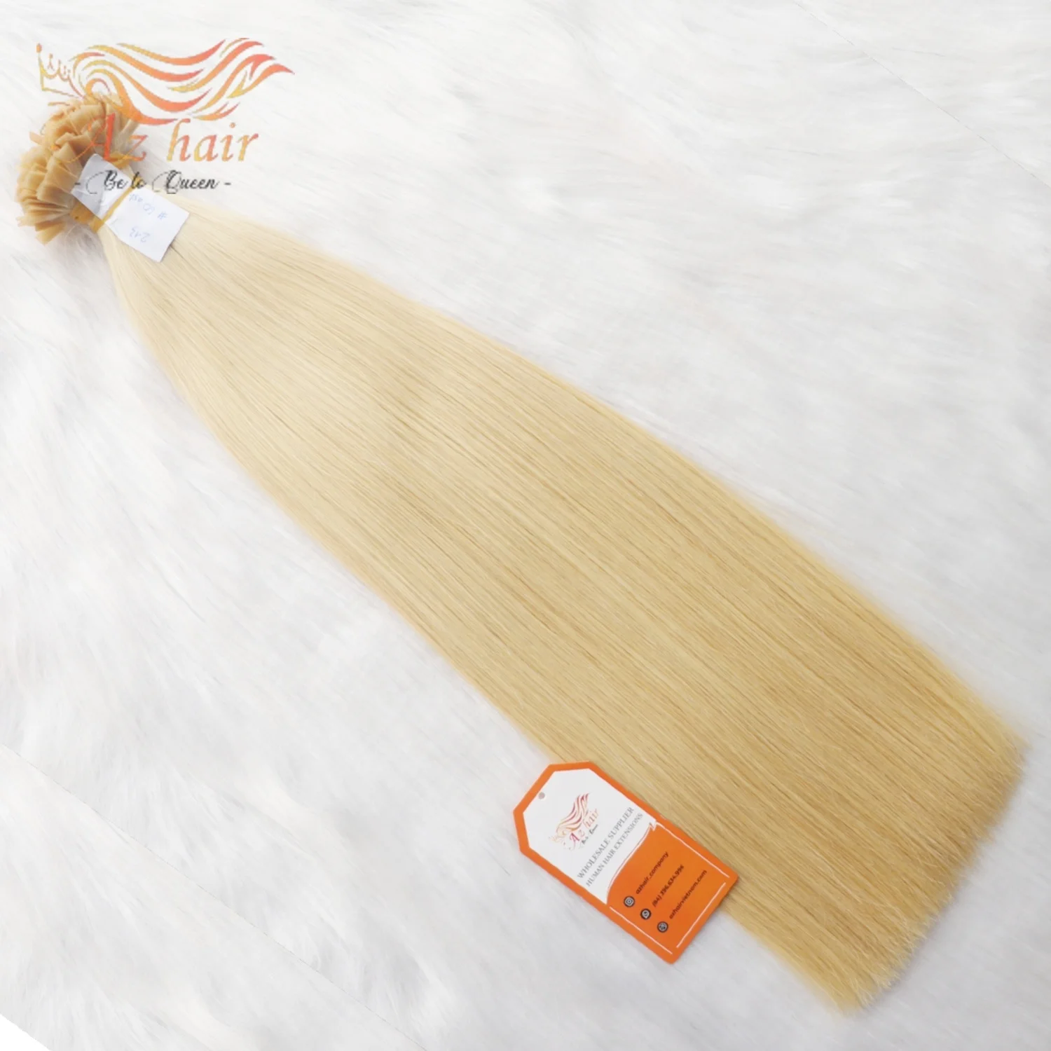 Light Blonde Flat Tip Human Hair Extensions Virgin Hair Extensions >=80% Longest Hair Ratio No Chemical Processing
