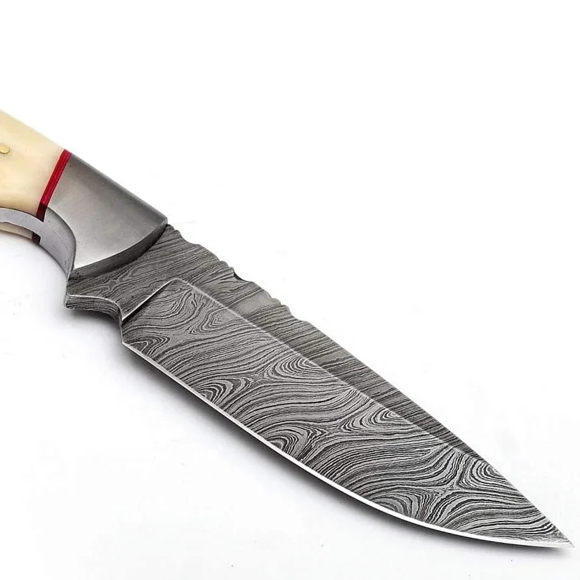 Hunting Knife Best Damascus Skinning for Hunting and Camping Knife with Leather Sheath UTILITY Knife Box OEM 2021 Damascus Steel