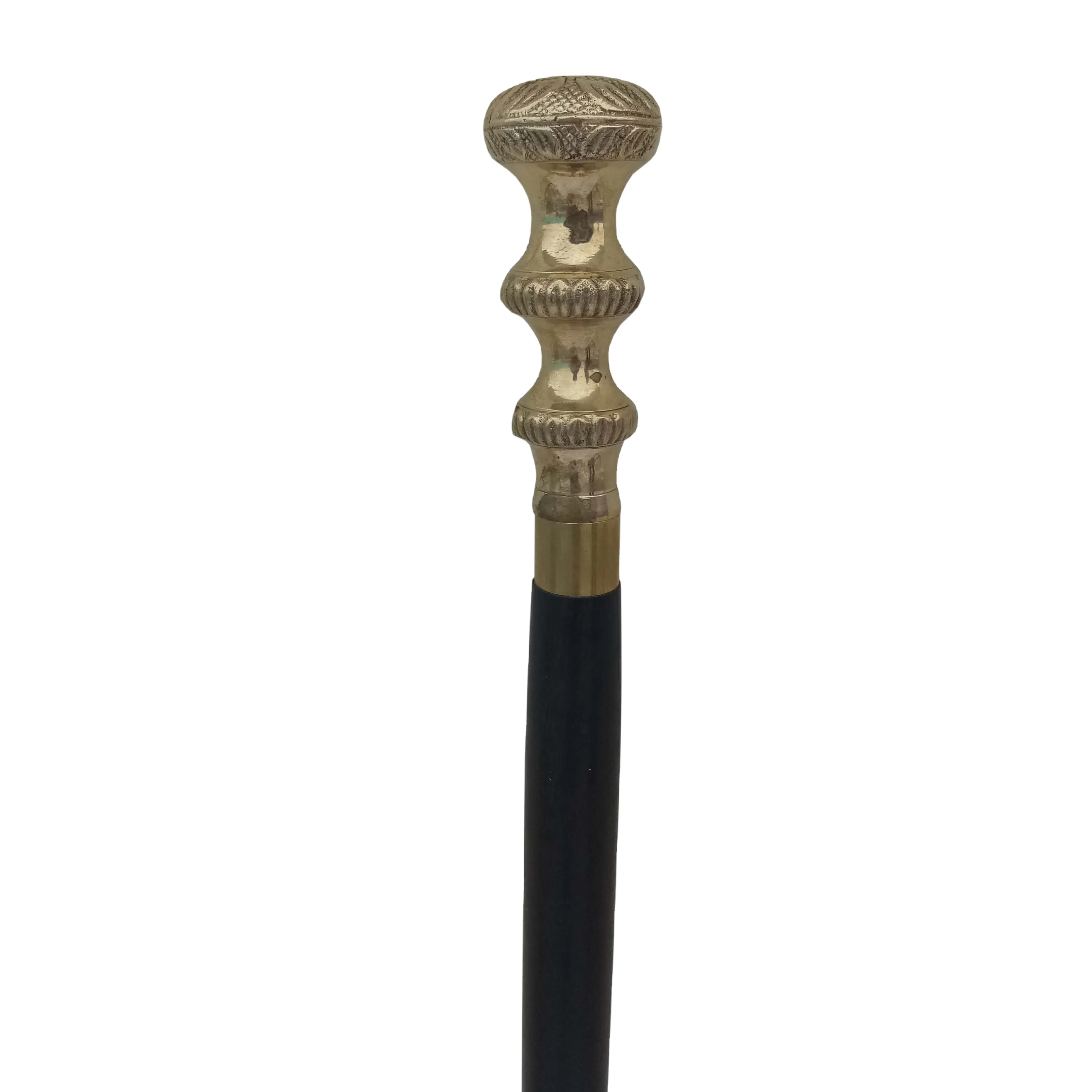 Nautical Vintage look Black Wooden Walking Stick with Round Brass Handle Foldable Wooden Shaft Walking Stick