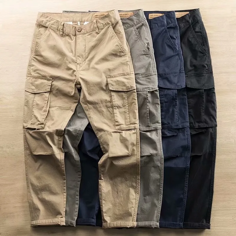 Cargo Pants Men Custom 100 Cotton Twill Streetwear 6 Cargo Pockets Button Fly