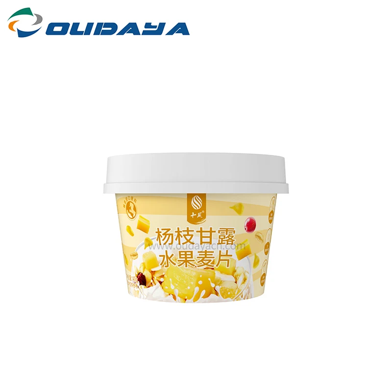 wholesale pp container with IML printing frozen yogurt ice cream jelly plastic cup with lid and spoon
