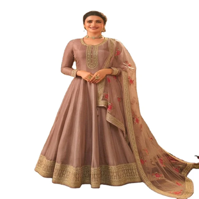 High On Demand New Stylish Dola Silk Anarkali Wedding Gown With Dupatta Set At Best Price For Export From India