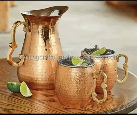 Handcrafted Hammered Copper Drinking Water Pitcher for Christmas Gift Sustainable Eco Friendly Drinkware Sale