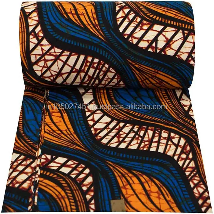Custom African Wax Print Durable Polyester Fabric Vibrant Patterns Long Lasting Wearable Cotton for Fashion Outfits and Apparel