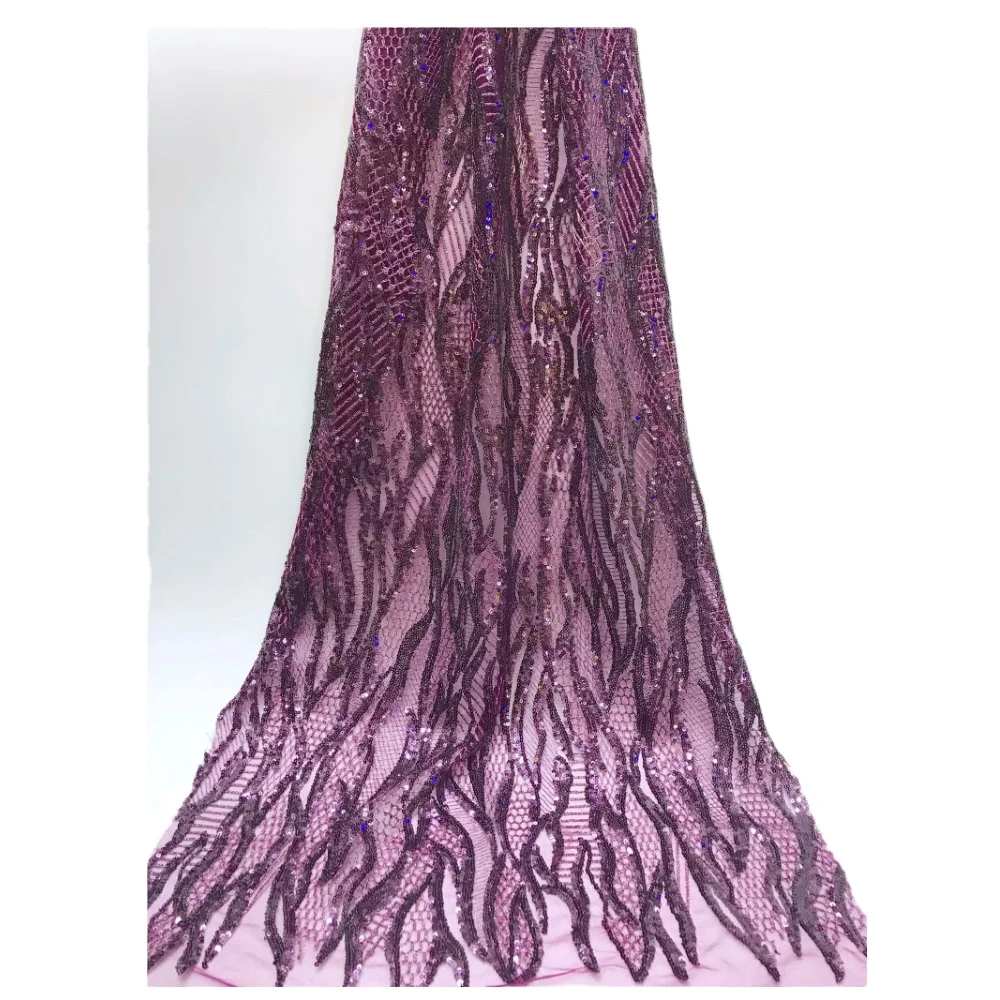 
Orchid Colored Gold Line Sequined Beautiful Designed Transparent English Silk Cord Laces 