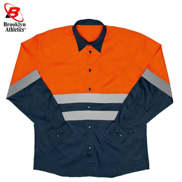 100% cotton Reflective Shirt For Men Workwear Hi Vis shirts Safety Clothing Working Clothes