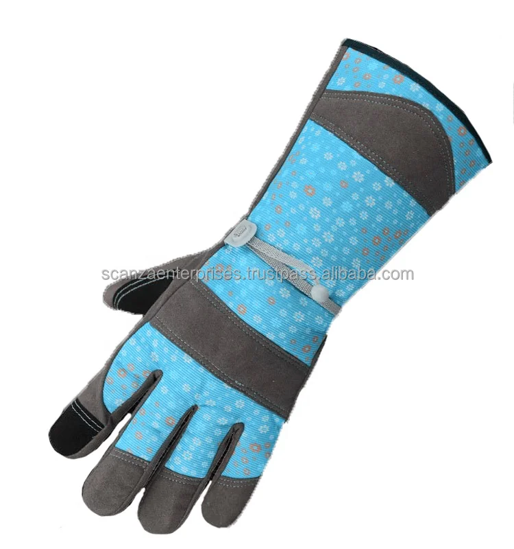  2021 кожаные водонепроницаемые Нескользящие приталенные перчатки с длинным рукавом и цветочным принтом