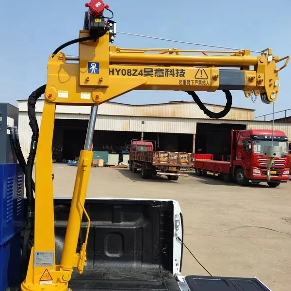 HAOY 800Kg 3/4/5 Section Knuckle Boom Wireless Remote Control Electric Winch Mini Pickup Mounted Crane