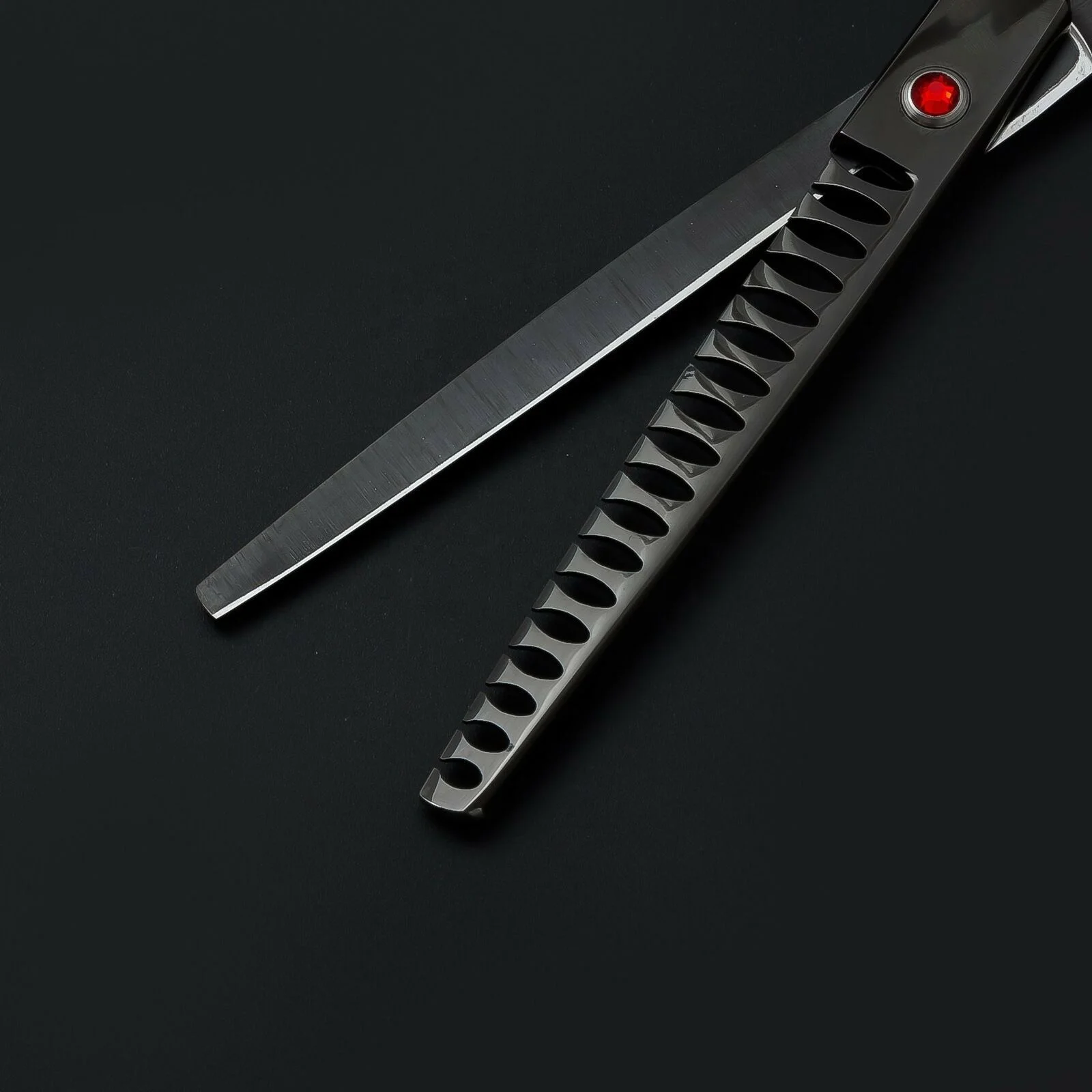 Custom Logo Matte Black Barber Hair Thinning Scissors Stainless Steel Handle Sharp Blunt Blade Hair Cutting Premium Packaging