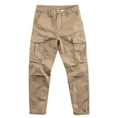 Cargo Pants Men Custom 100 Cotton Twill Streetwear 6 Cargo Pockets Button Fly