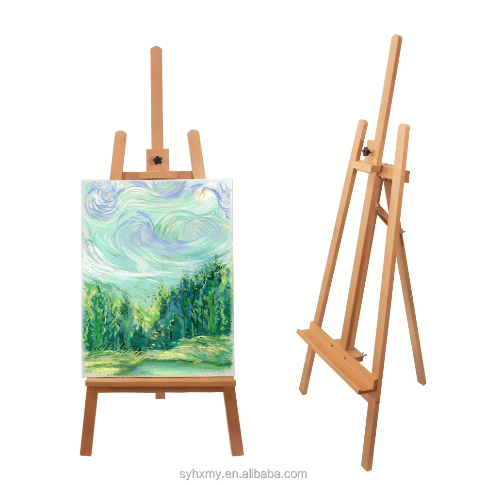 1.5M Beech Wood Standing Easel Folding Adjustment Art Easel Display Racks for Art Painting Display Large Easels