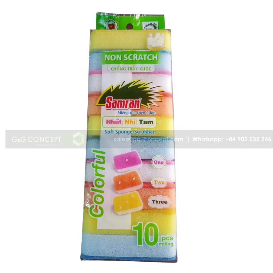 Set 10 Soft Kitchen Sponge Scourer 2 Layers For Dish Pan Pot Reusable And High Efficiency Clean Dishwashing Sponge In Bulk