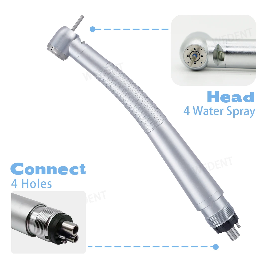High Quality Push Button Airotor Handpiece Purple LED Caries Cleaning High Speed Dental Handpiece with 4 Water Spray