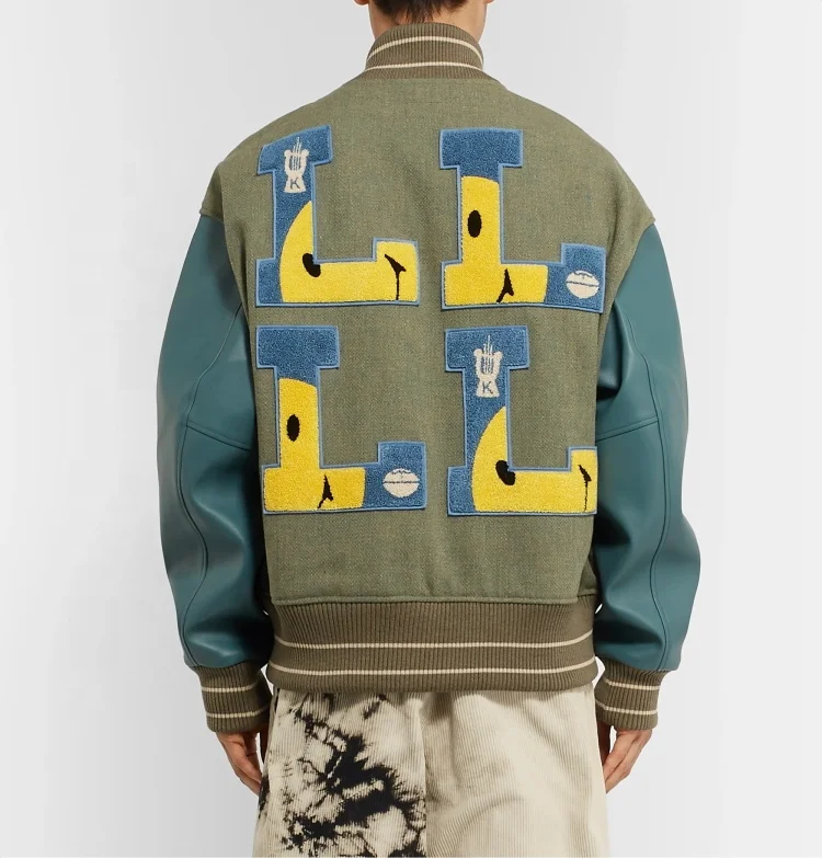 Oem Manufacturer High Quality Chenille Embroidery Men College Leather Sleeves Custom Baseball Bomber Letterman Varsity Jacket