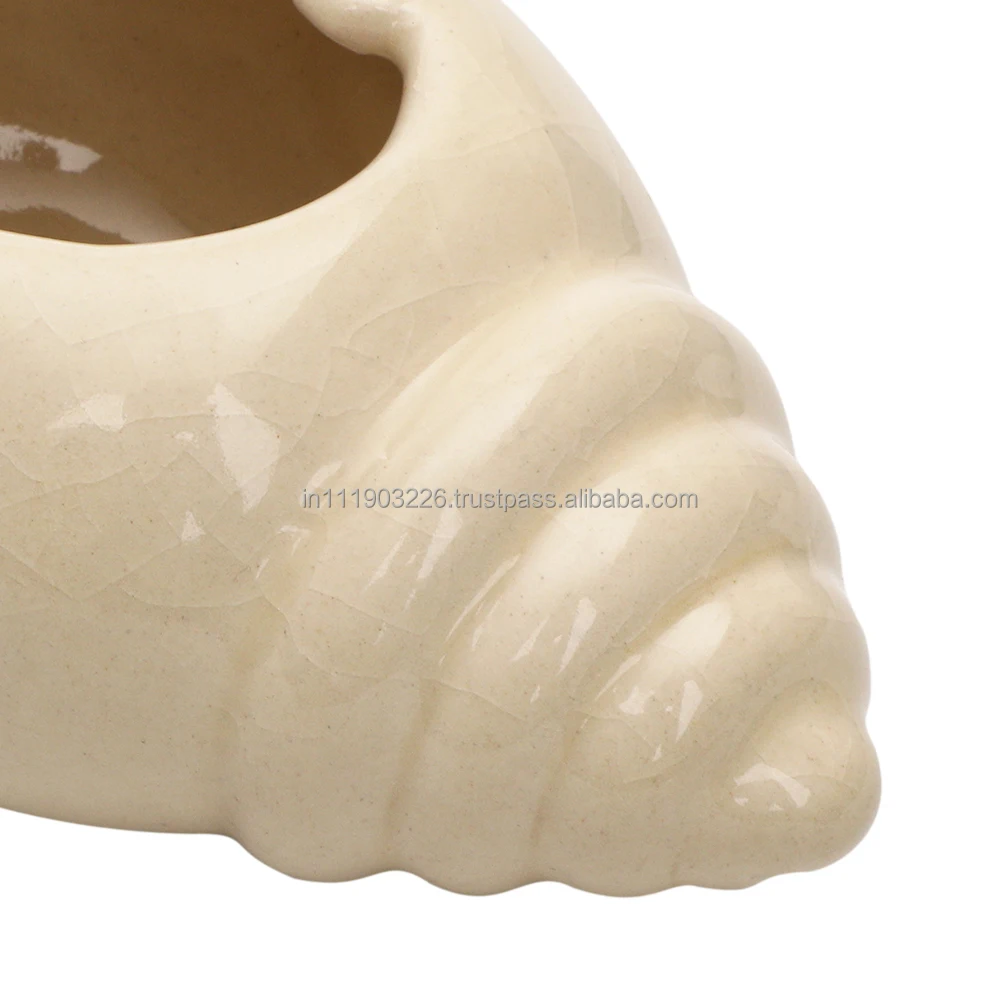 UNIQUE AND ATTRACTIVE CERAMIC JALA NETI POT Skillfully handcrafted to look like white conch shell