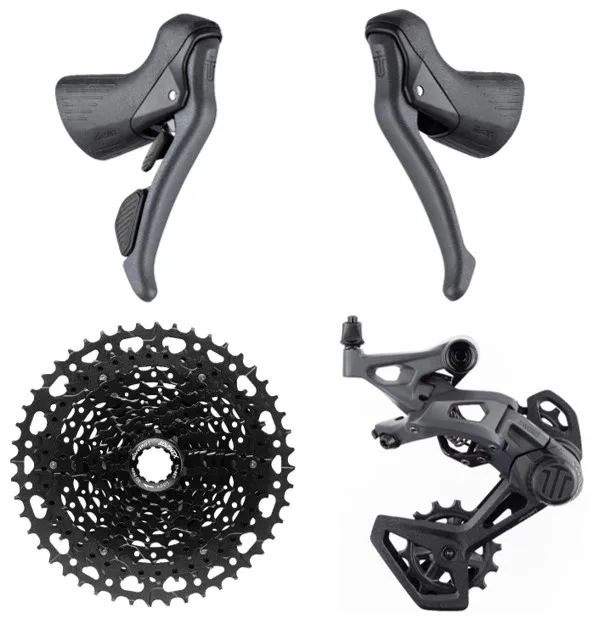 microSHIFT Sword gravel groupset, 1x10 speed, 48T Alloy cassette, dropbar shifter