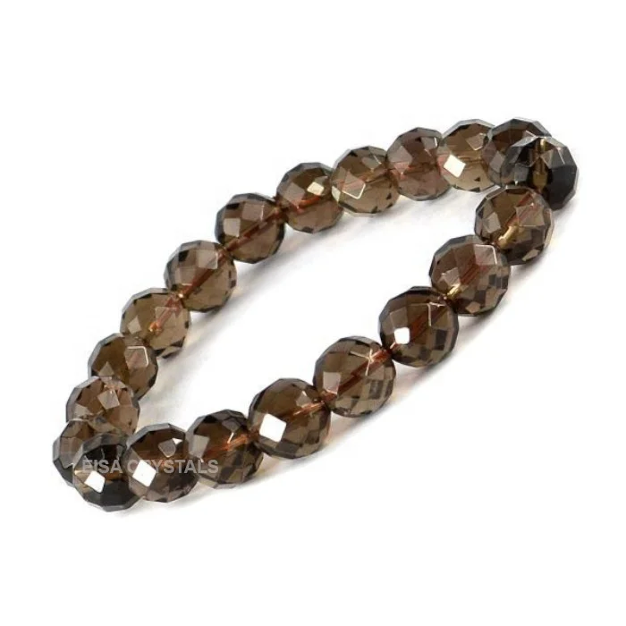 Smoky Quartz Bracelet Natural Crystal Jewelry Bracelet Faceted Bracelet Handmade Feng Shui Crystals Healing Stones for Sale