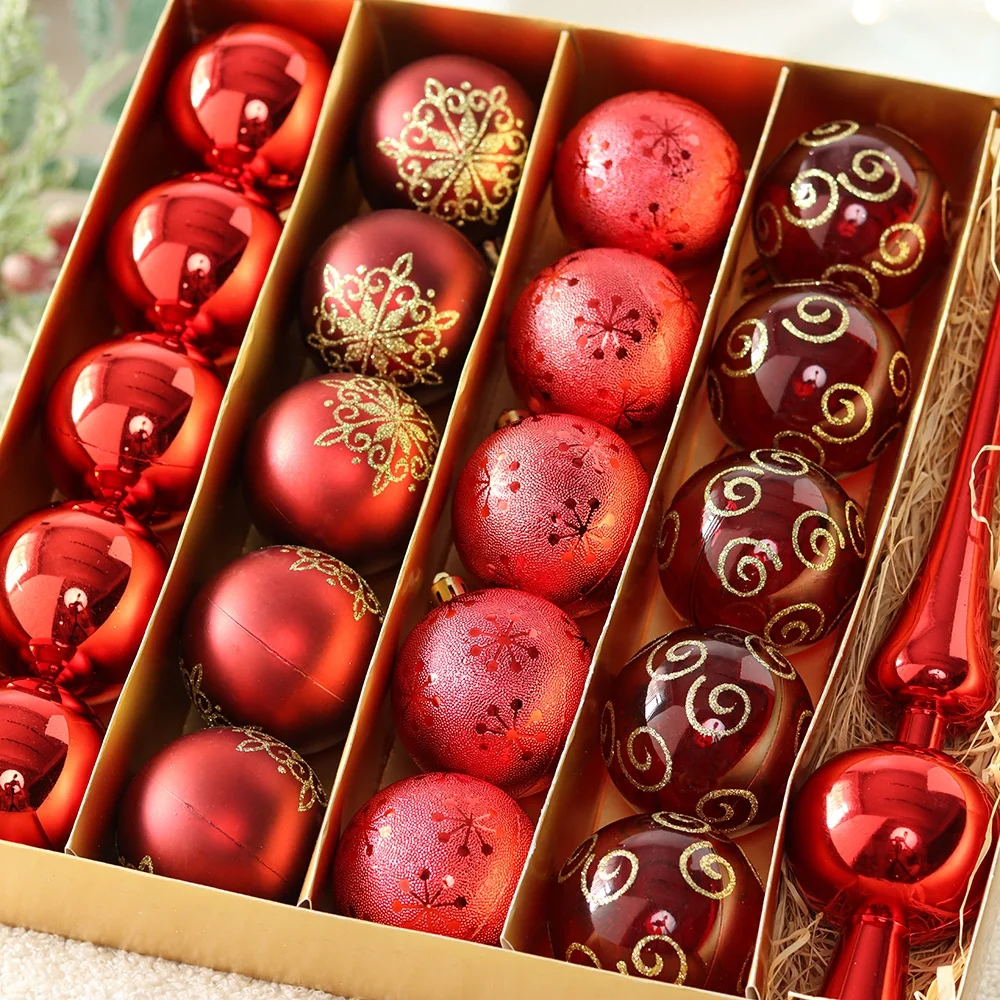 New Design Christmas Plastic Ball Decoration Happy New Year Ornament