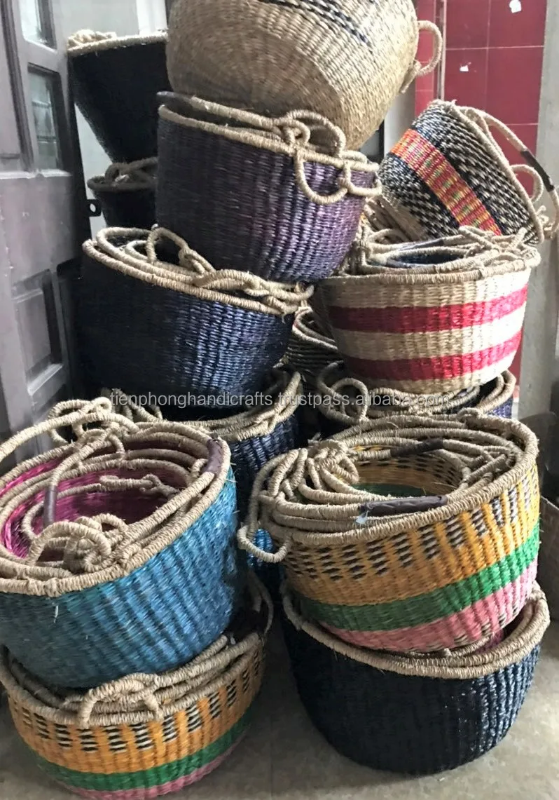  Лучший выбор африканские корзины из морских водорослей ручные тканые Bolga набор 5 корзин для хранения