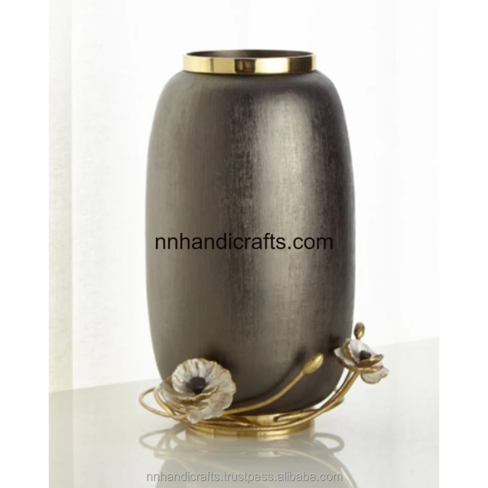 New Arrival Handmade Aluminium Antique Color Cast Metal Casted Engraved Engraving Floor Vase Small Medium Big Tall Mini Large