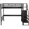 Twin over Twin Metal Bunk Bed with Side Ladder and Full-Length Guardrail Space-Saving Design for Bedroom Hotel school furniture