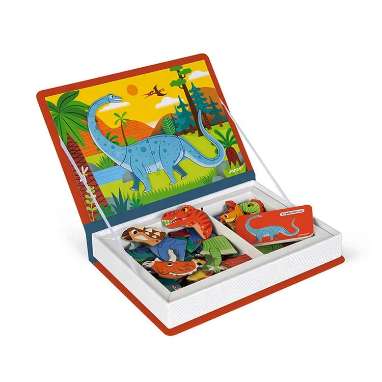 Yimi Paper 3d Foldable colorful cube dinosaur sticker puzzle book custom magnetic book