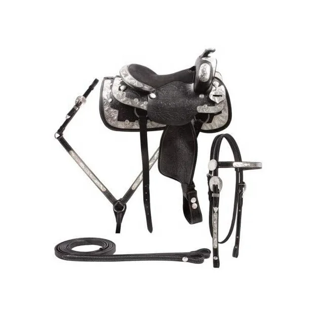 Horse Saddle Set High Quality Handmade Full Set Horse Riding Genuine Leather Western Saddle For Sale