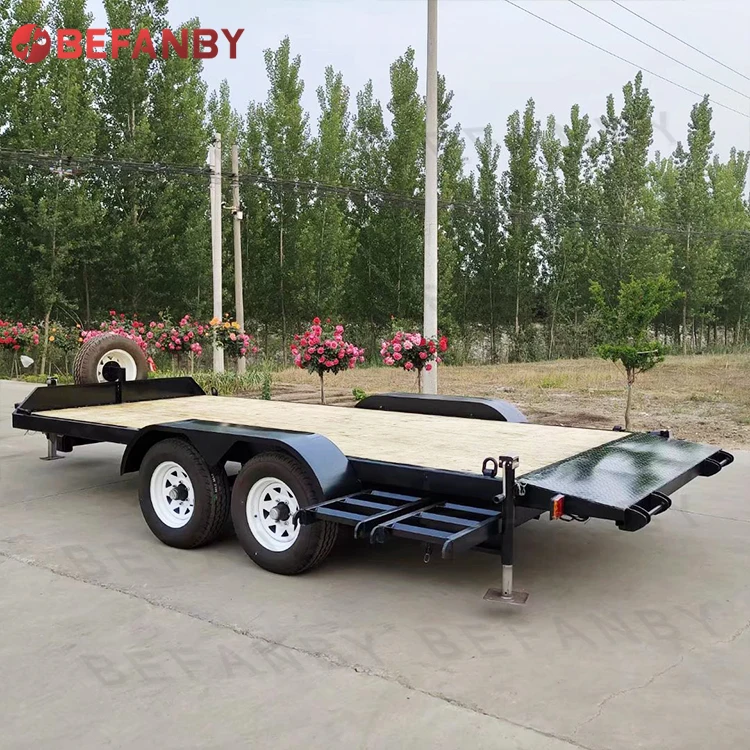 Car Hydraulic 3 Tonne Trailer Low Bed Tilt Trailer Tandem Car Trailer With 12000 LBS Winch