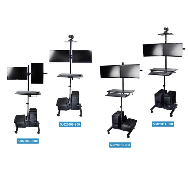 Multifunctional Mobile Podium Portable Sit-Stand Lectern with Pneumatic Height Adjustments and Wheels