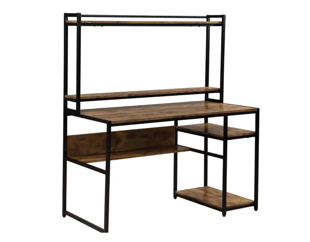 Коричневый офис с 2 уровневая книжная полка компьютерный стол