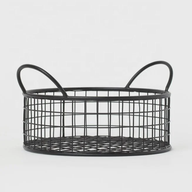 Best Design Metal Storage Basket High Quality Large round Kitchen Organizer Home Office Custom Size Wood Iron Material Low Price