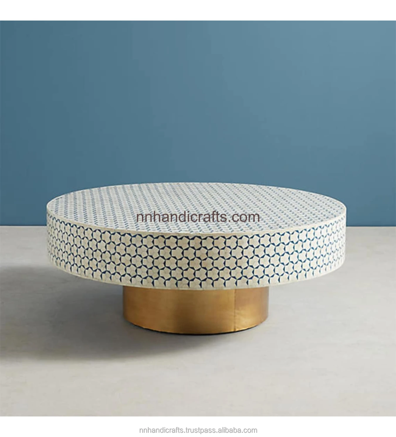 Latest Unique Design Steel Iron Metal Golden Powder Coated Gold Round With Printed Top Coffee Table Latest Coffee Tables For Bar
