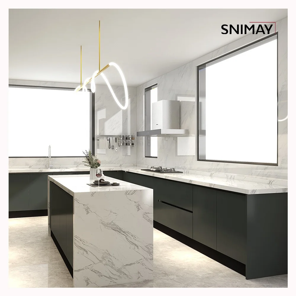 Simple Design Gray Kitchen Design Wooden Lacquer Modular Kitchen Cabinets