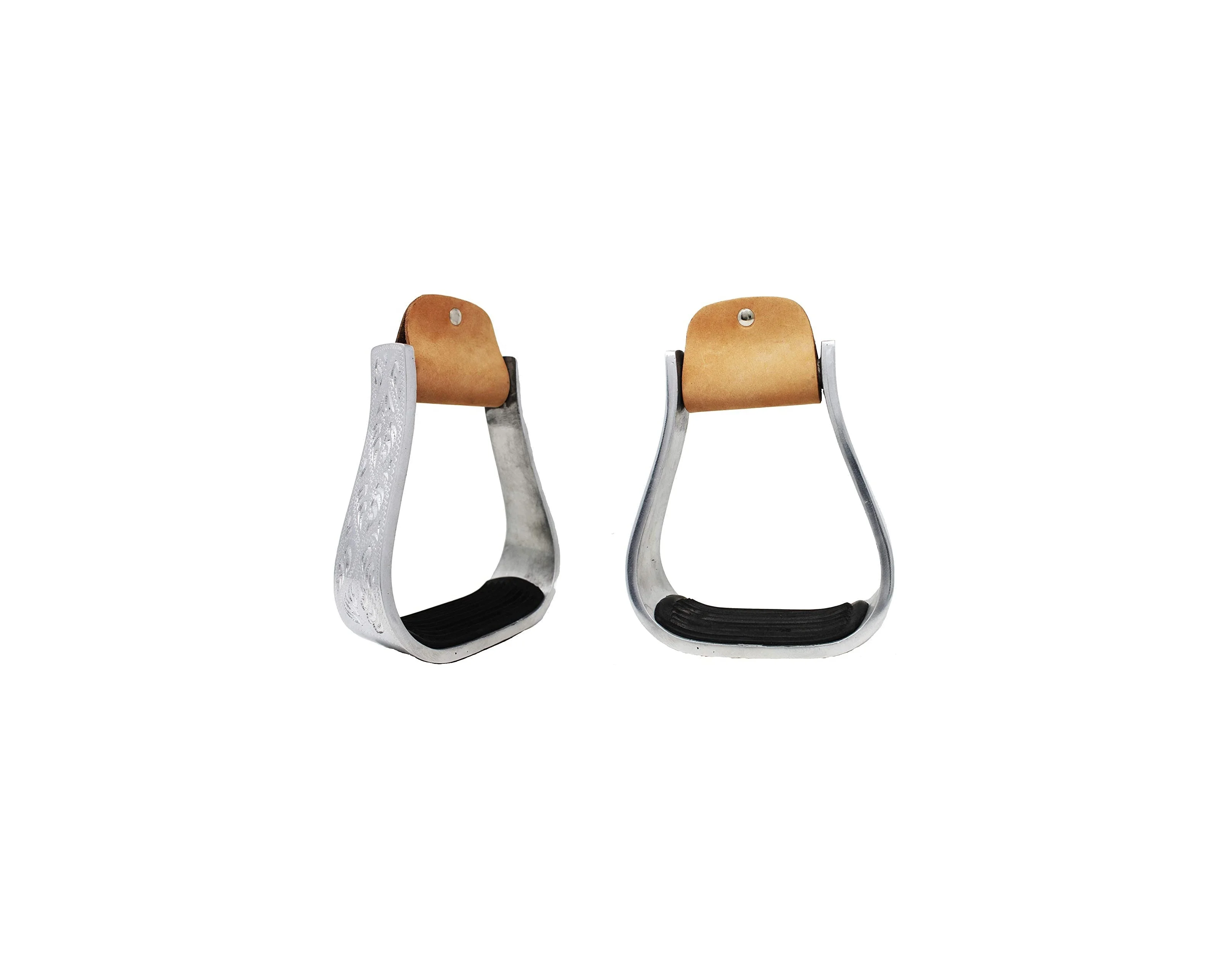 Western Stirrups Horse Show Saddle  Aluminum Leather Tread Cross Engraved Western Aluminium Stirrups