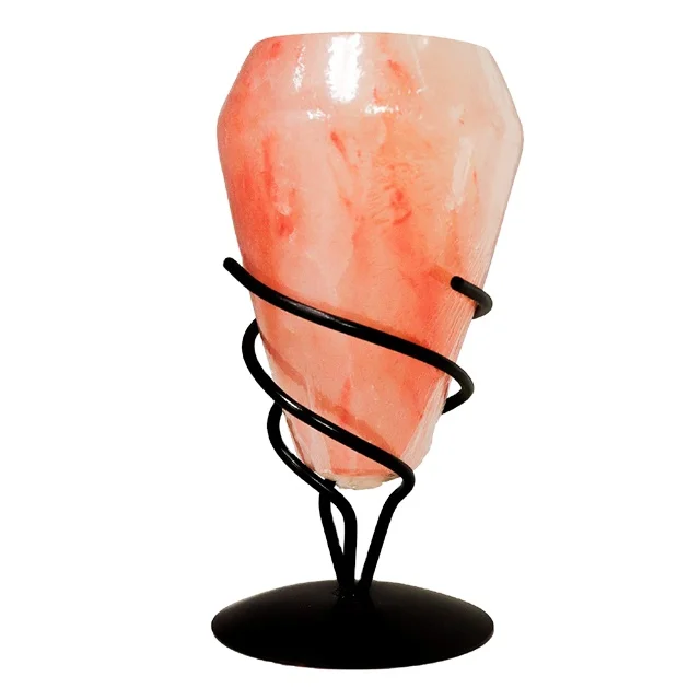 Natural Himalayan Crafted Candle Holder With Stand Pink Salt Candle Holder for Room and Office Decoration