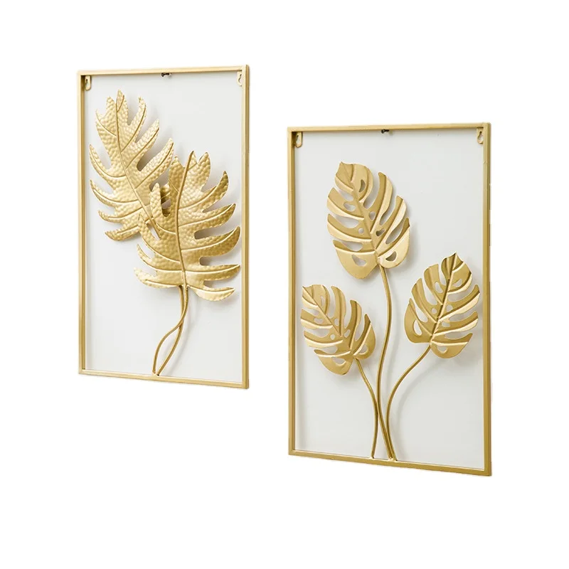 Golden Art Hangings Metal Leaf For Living Room Bathroom Bedroom Background Wall Decorative