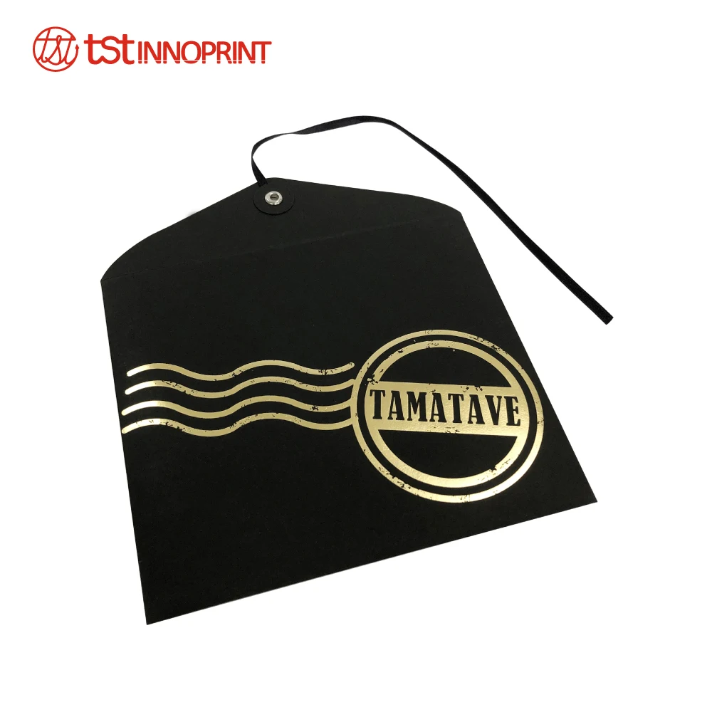 Gold Foil Stamping Paper CD Packaging with Ribbon Winding