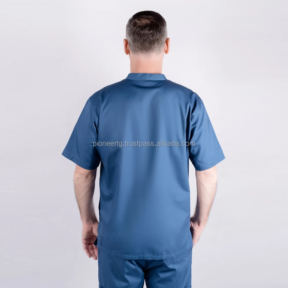 Anti Wrinkle Hospital Scrub Set for Men Polyester cotton fabric plain colour straight leg customized logo from Vietnam