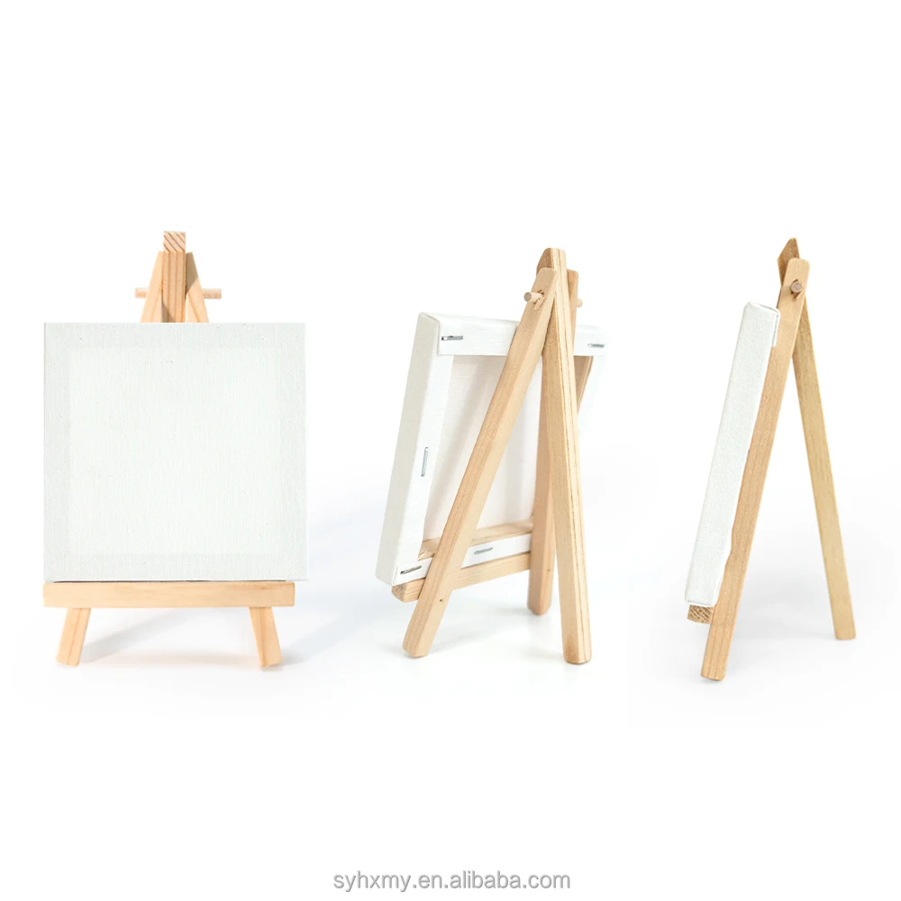 Mini Canvases with Easel Sets for Painting, 7x7cm Art Canvases Painting Kit for Kids Teenagers Acrylic Pouring Oil Water Color