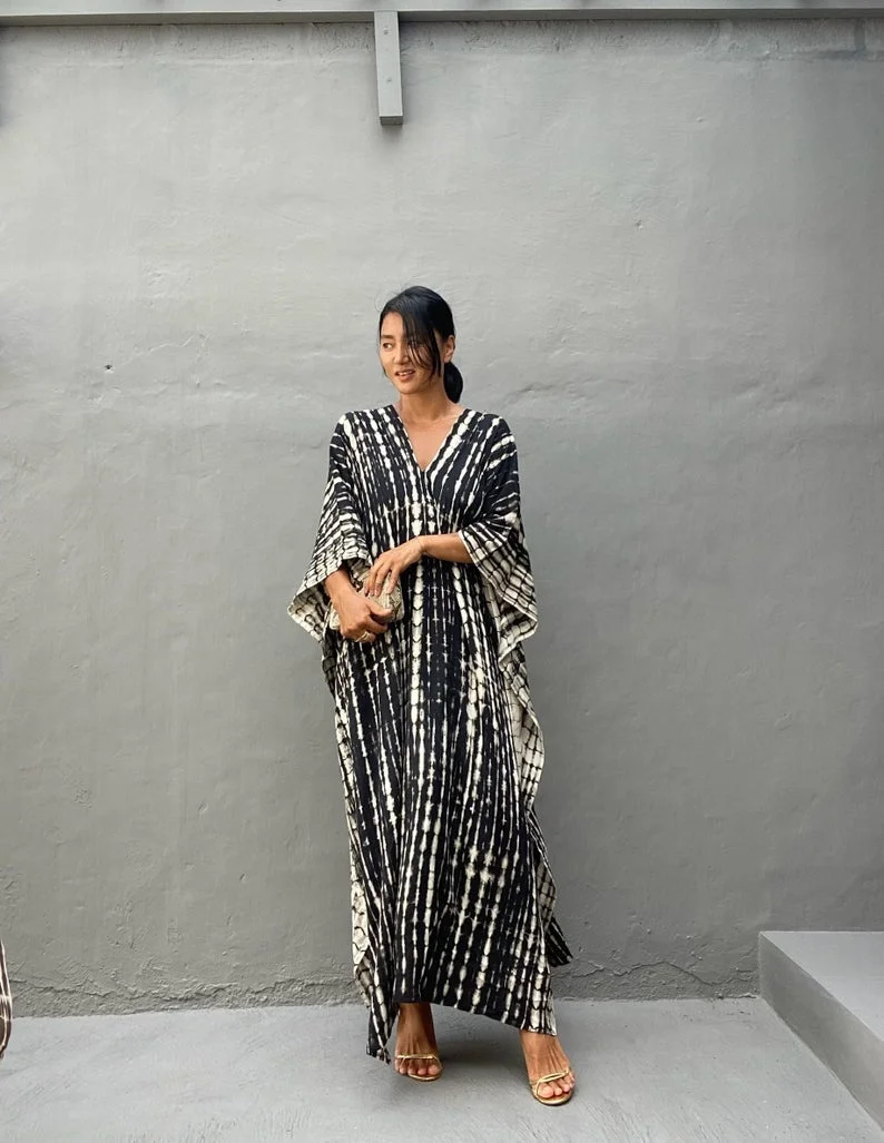 Summer Bohemian Collection Tie Dye Plus Size Kaftan Casual Cotton Clothing Fashion Long Dress