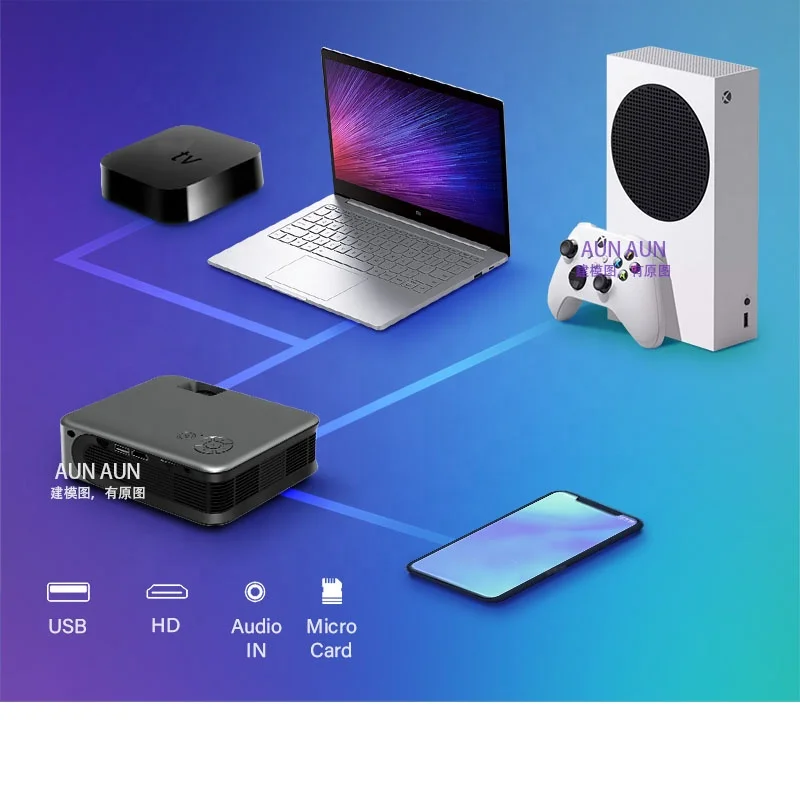 MINI Projector AUN A30C Pro Battery  Projectors Cinema Mirror Phone LED Video Projector for Home 4k Video