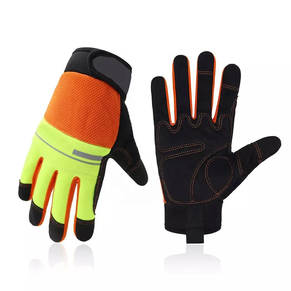 Direct Factory Supplier Mechanic Work Gloves Custom Design And Logo Spandex Mesh Back Foam Padded Patch Palm Mechanic Gloves