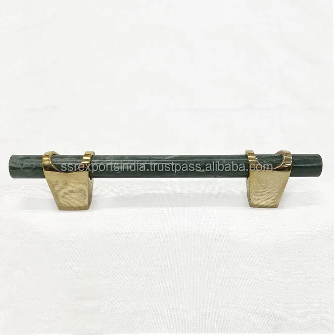 Modern design MOP door handle handmade top furniture decorate acrylic Bathroom Cabinet Handle with Satin Brass Base