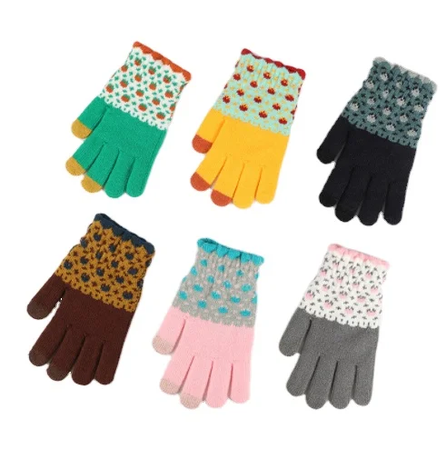 Cheap Thermal Warm Stretch Knitted Mittens Soft Acrylic Winter Gloves Unisex