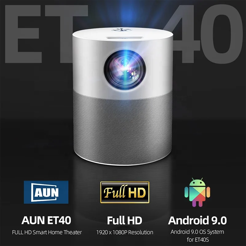 AUN ET40S Projector Full HD 1080P Android 9 Video Projector LED Projector 4k Decoding Mini Beamer for Home Theater Cinema Mobile