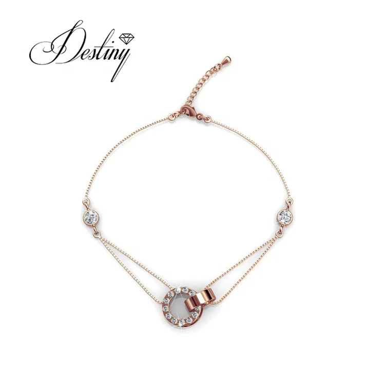 925 sterling silver simple circle rings shaped link chain bracelet for women Destiny Jewellery