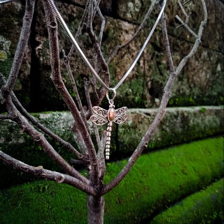 NY-PD029-Silver And Gold Dragonfly Pendant Silver Charms Fast Shipping 925 Sterling Silver  Women Jewelry Men Simple