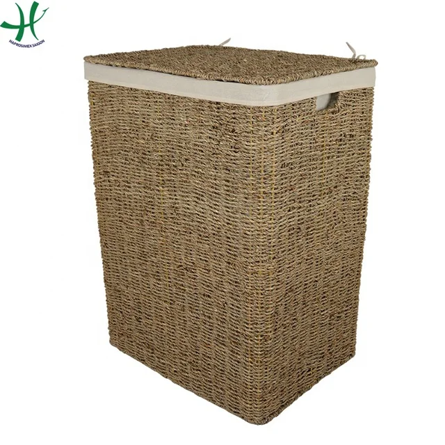 Rectangular natural seagrass laundry baskets with lining inside, home storage & organization  (HS 3712/3)