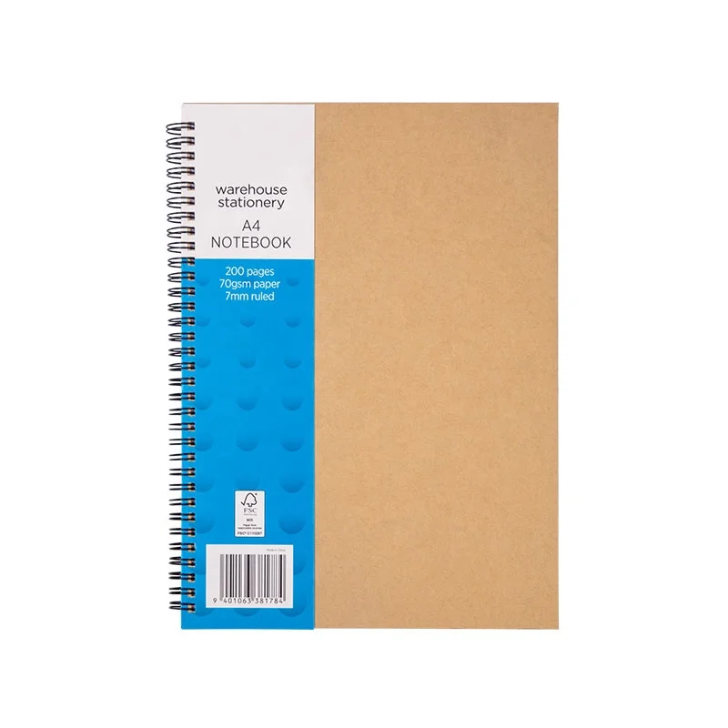 
A4 A5 200 Pages kraft College writing Excercise Hardcover Spiral Ruled Notebook/Journal with 70g Premium Thick Paper 